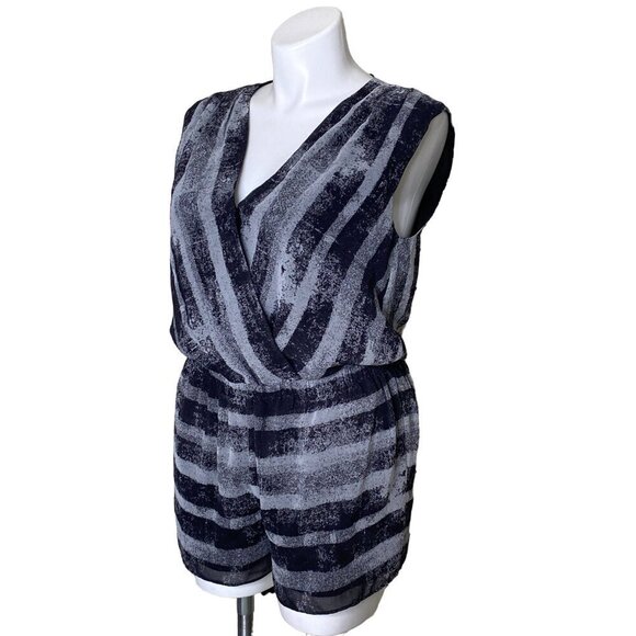 RACHEL Rachel Roy Black Striped Shorts Romper, Stretch Waist Women's Size L - Picture 7 of 10